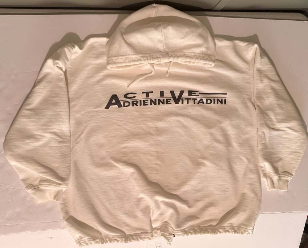 Vittadini Sport Active Adrienne Vittadini Cream White Hoodie Sweatshirt Size M